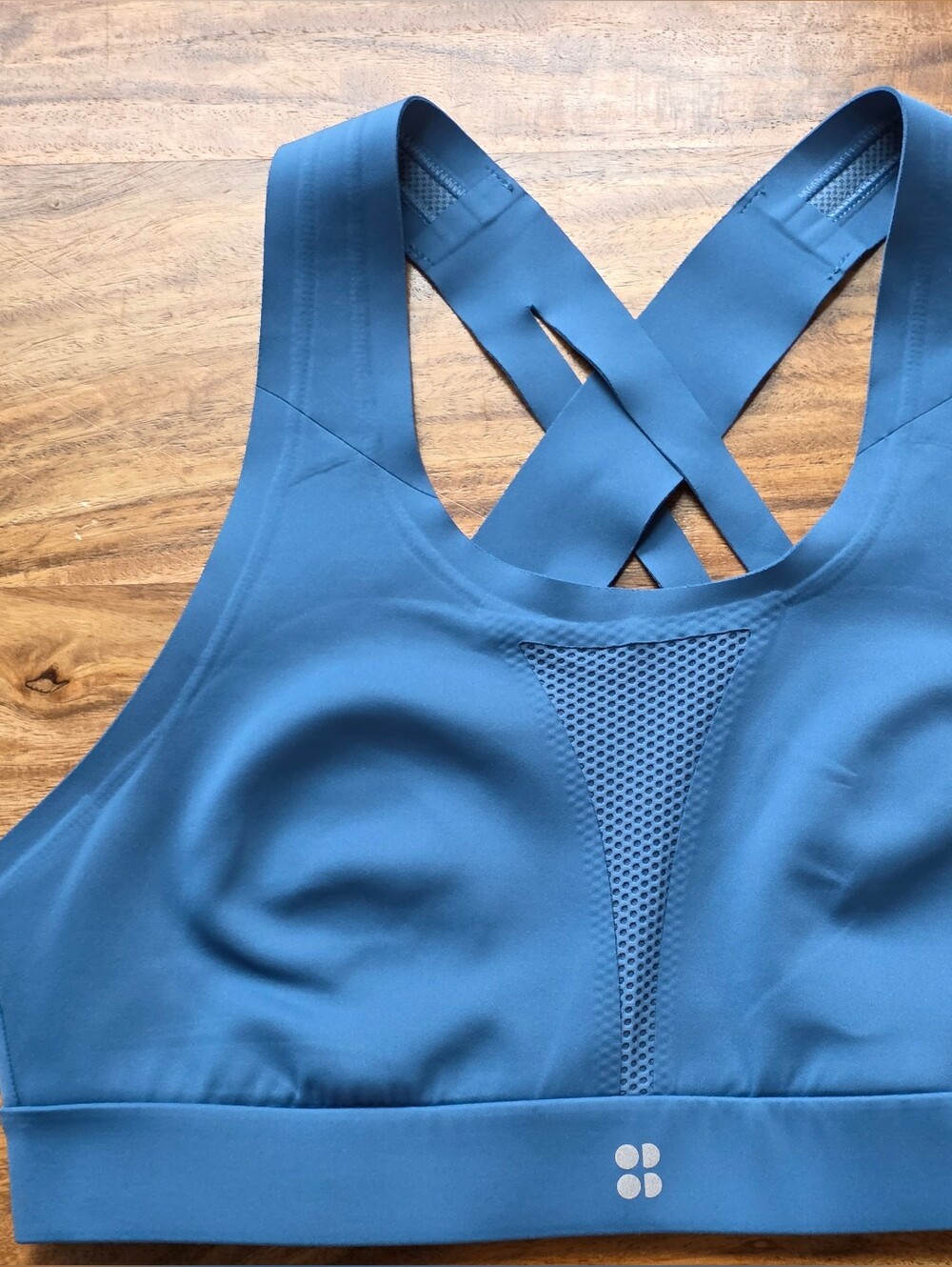 Blue Sweaty Betty sports bra featuring breathable mesh-Women's 34B